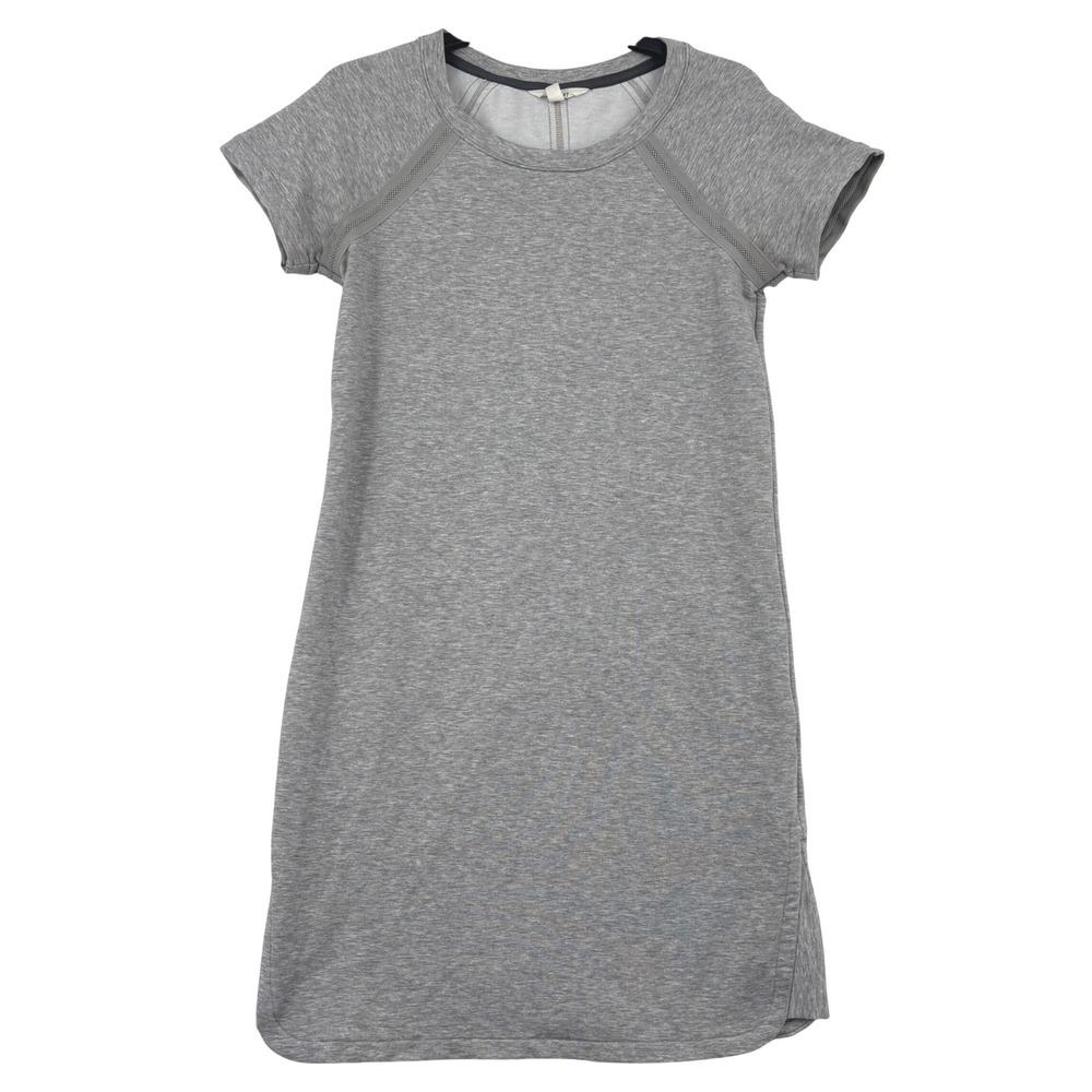 Athleta T-Shirt Dress Size S Gray Heather Raglan Sleeve Mesh Trim Jersey Knit